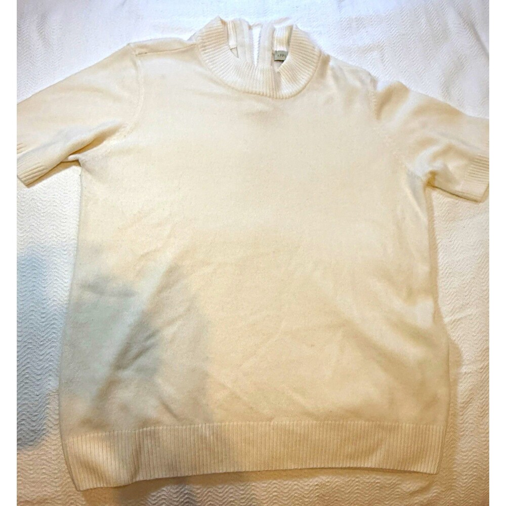 Appleseed's Womens L Ivory Mock Neck 1/4 Zip Knit Pullover Sweater